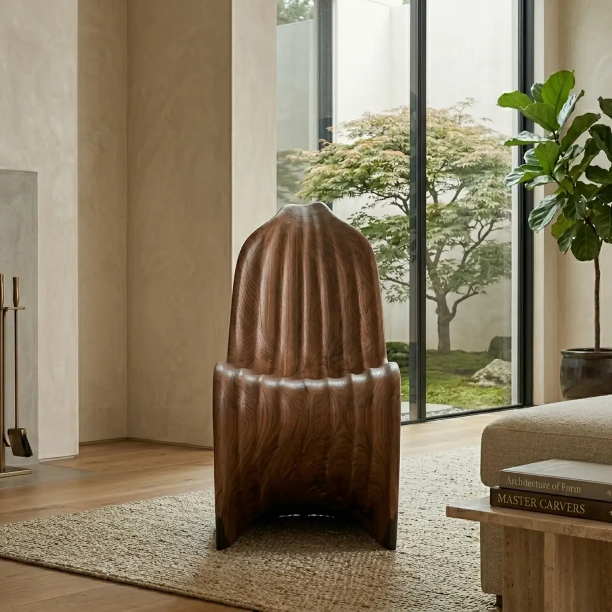 Wooden Banana Curve Chair Ergonomic Fruit Shape Modern Accent Chair
