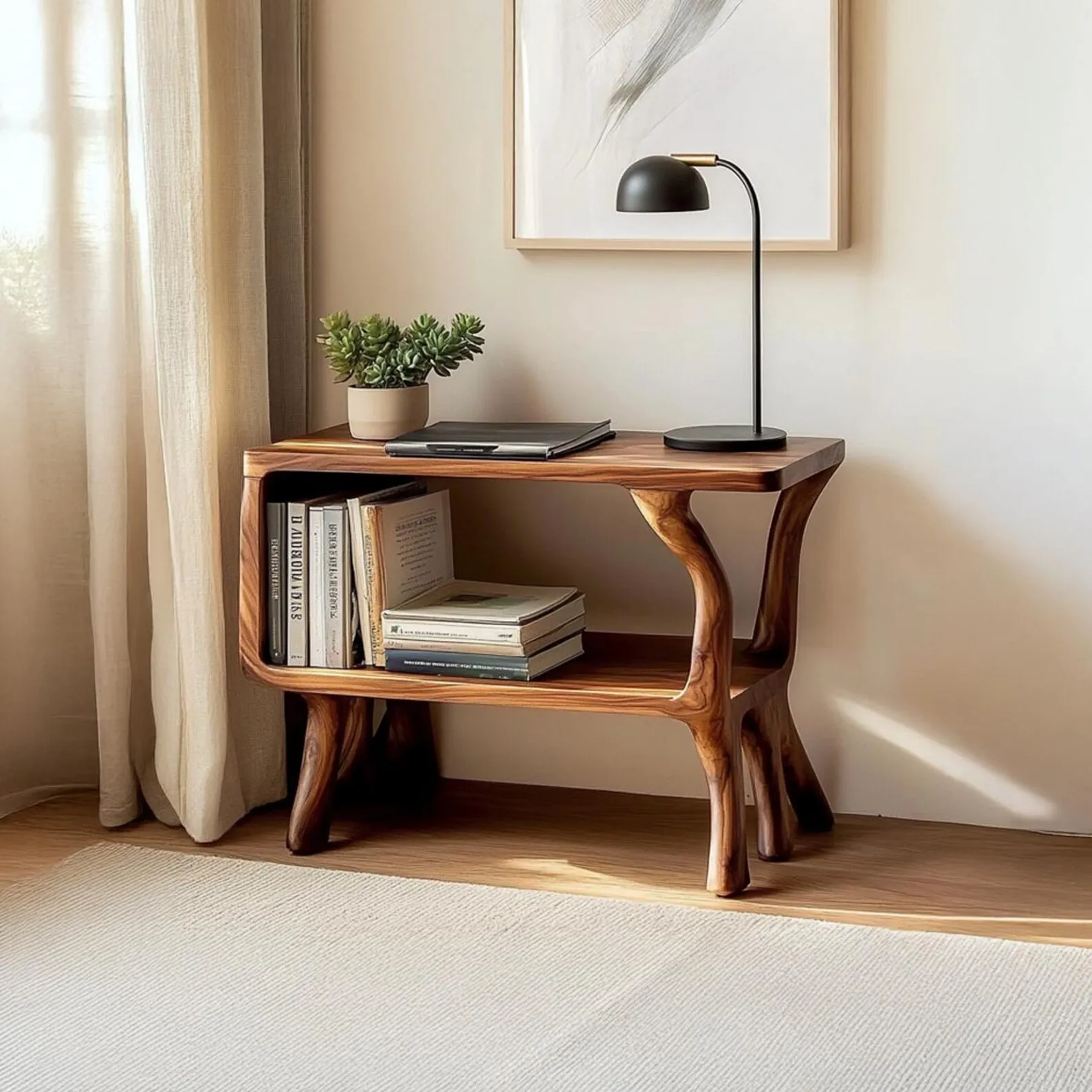 Rustic Solid Wood Side Table Small Accent Table For Living Room Or Bedroom