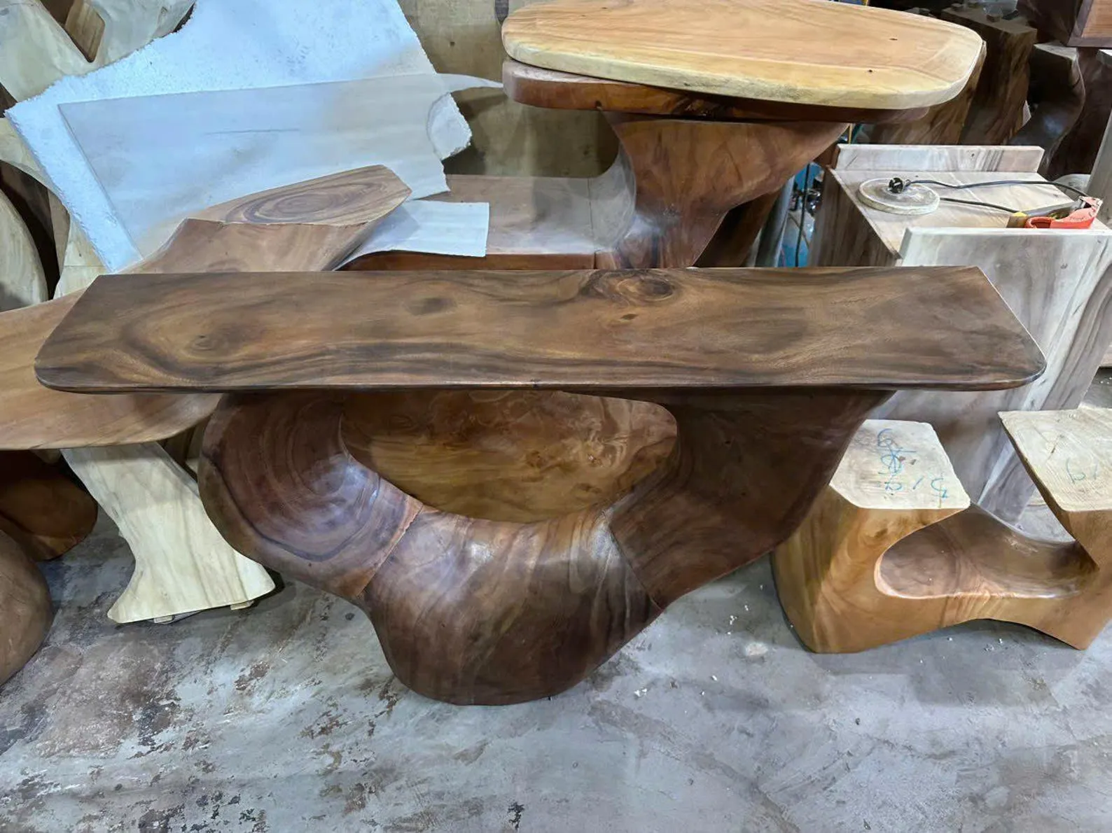 Rustic Walnut Live Edge Coffee Table Solid Wood Center Table For Living Room - Image 2