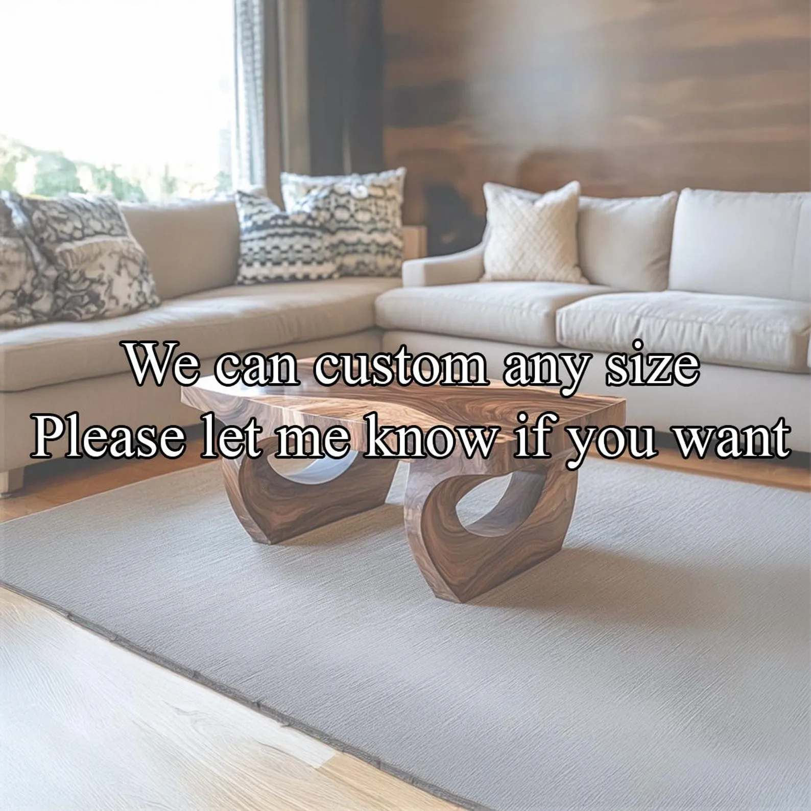 Rustic Walnut Live Edge Coffee Table Solid Wood Center Table For Living Room - Image 4