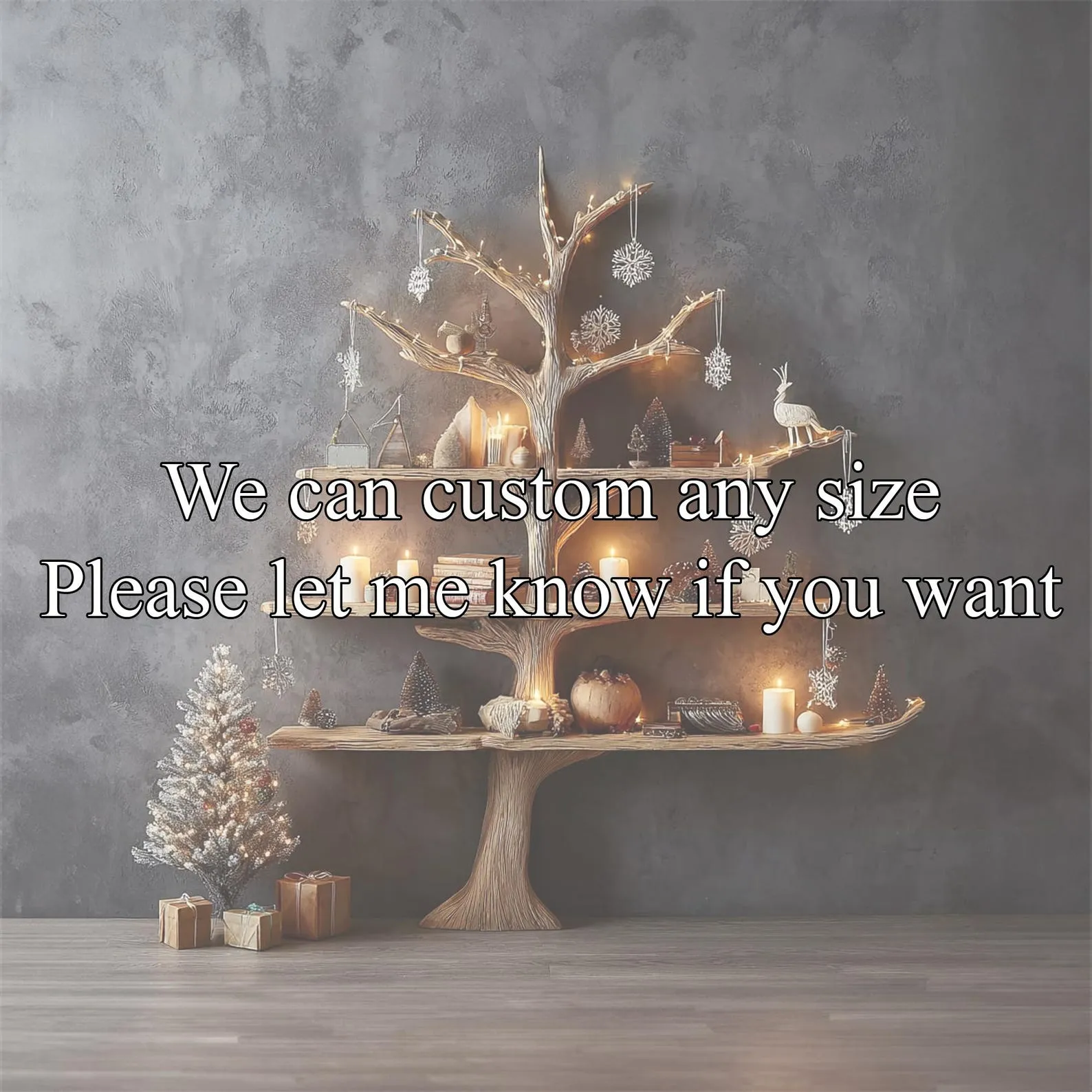 Rustic Tree Shaped Floating Bookshelf Wooden Wall Shelves For Nursery And Living Room - Image 2