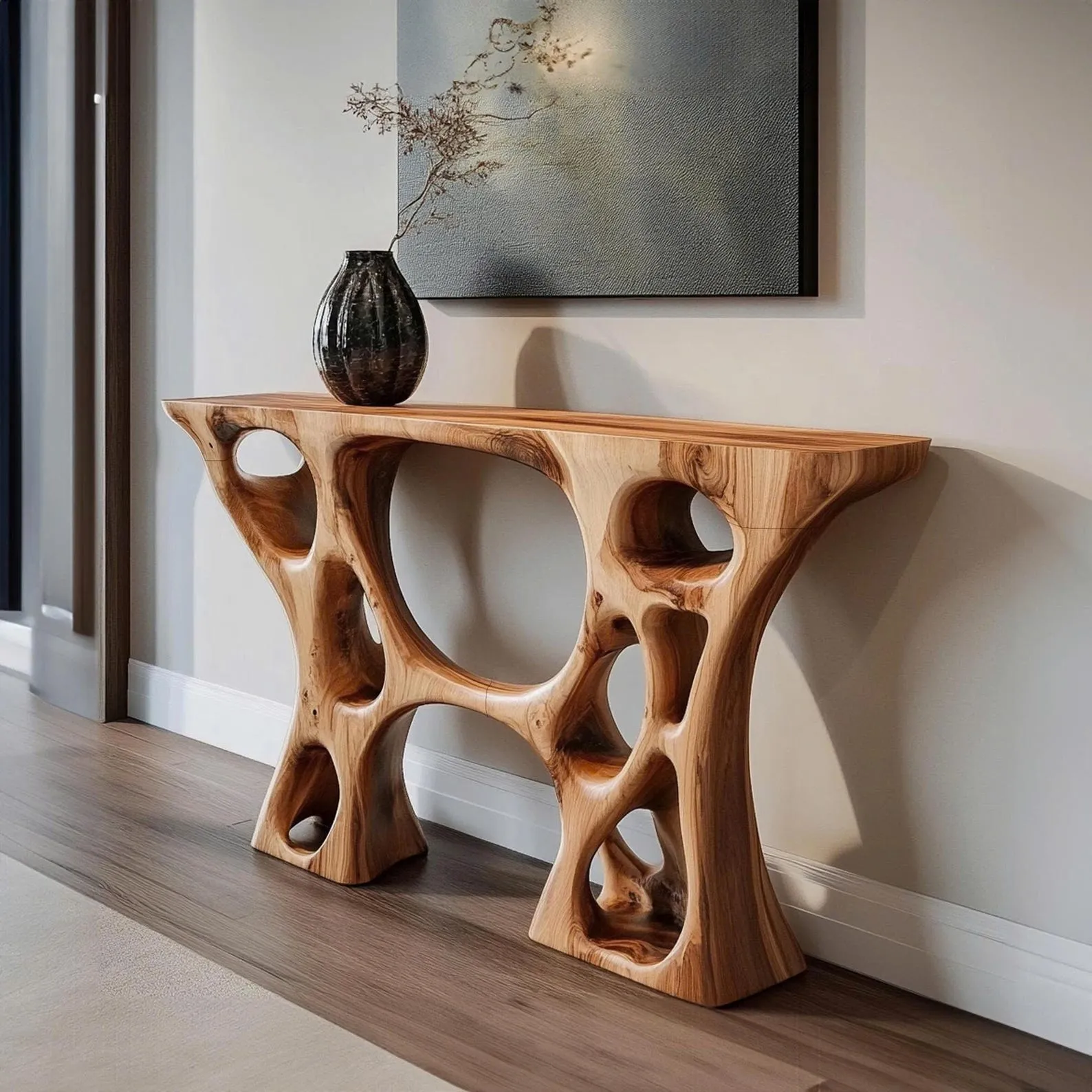 Live Edge Wood Console Table Narrow Entryway Shelf Rustic TV Wall Accent And Dressing Table