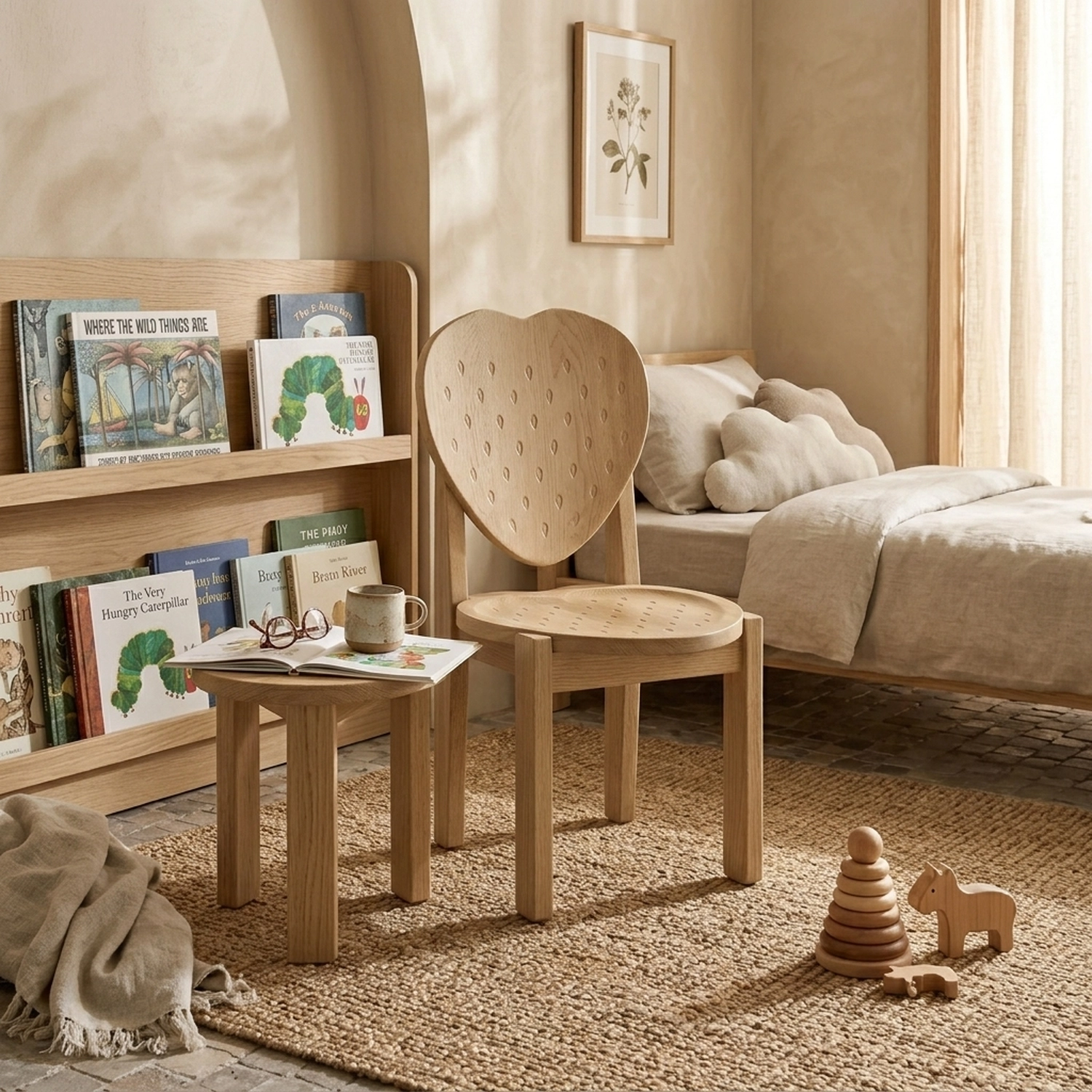 Wooden Strawberry Chair Decorative Fruit Shape Whimsical Accent Armchair - Image 2