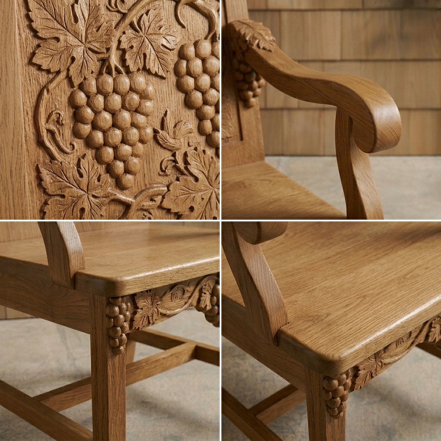Wooden Grapevine Shaped Chair Vine Motif Nature Inspired Carved Wood Chair - Image 3