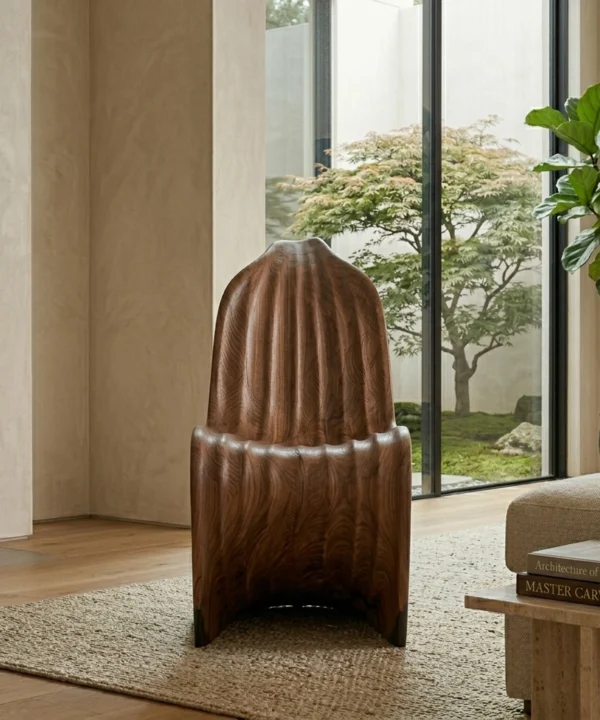 Wooden Banana Curve Chair Ergonomic Fruit Shape Modern Accent Chair