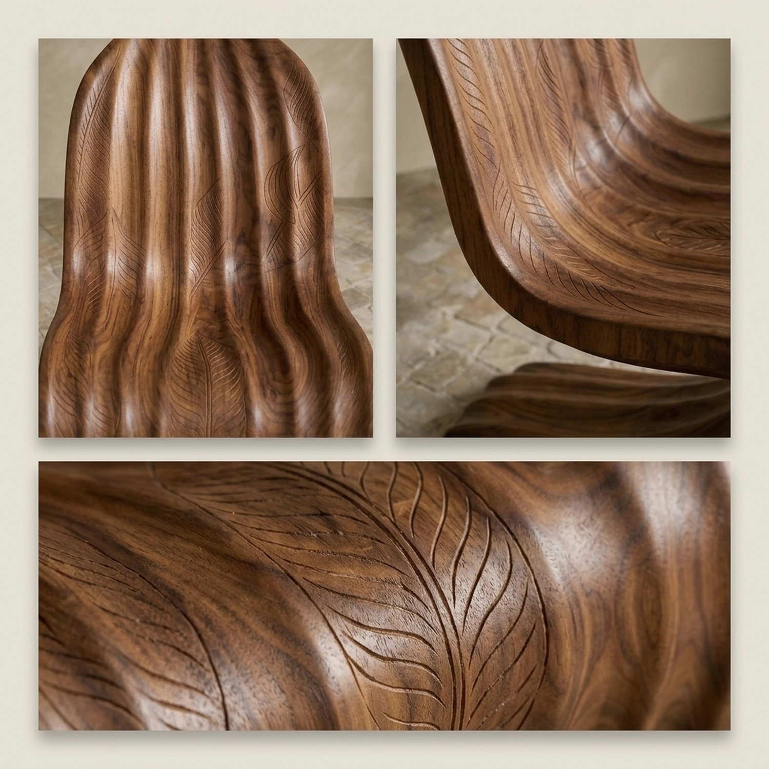 Wooden Banana Curve Chair Ergonomic Fruit Shape Modern Accent Chair - Image 3