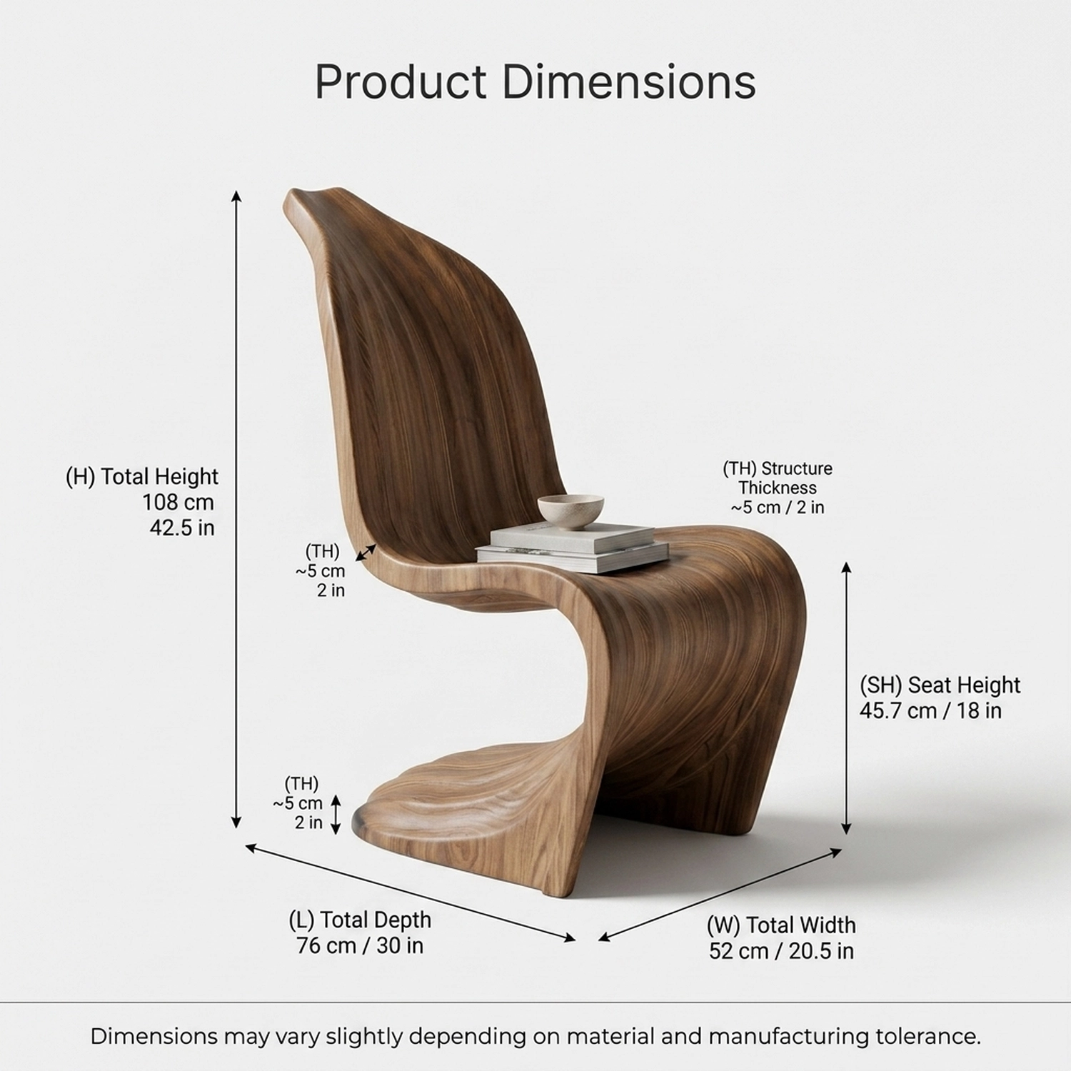 Wooden Banana Curve Chair Ergonomic Fruit Shape Modern Accent Chair - Image 4